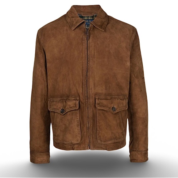 Polo by Ralph Lauren Irvin Goat Suede Bomber Jacket in Country Brown - Picture 2 of 11